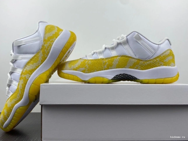 Cheap WMNS Yellow Low Jordan Snakeskin Air 11 AH7860-107 0821